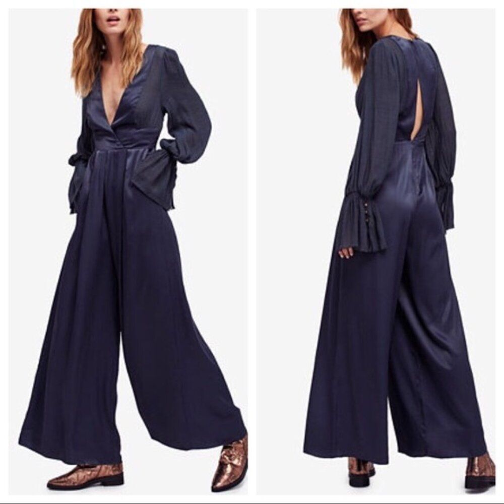 FREE PEOPLE Not Your Baby Jumpsuit Wide Leg Carbon NWT NEW Size 4 S
